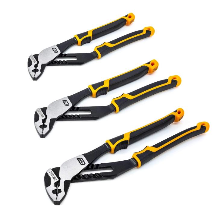 3 Piece PITBULL K9™ Straight Jaw Dual Material Tongue and Groove Pliers Set