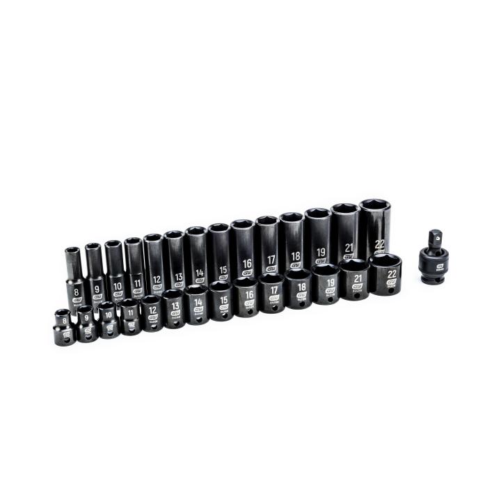 29 Piece 3/8" Drive 6 Point Standard and Deep Impact Metric Socket Set 84925N