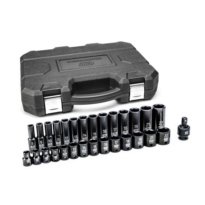 29 Piece 3/8" Drive 6 Point Standard and Deep Impact Metric Socket Set 84925N